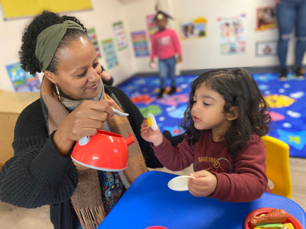 Teacher and student at Daycare in Everett, MA